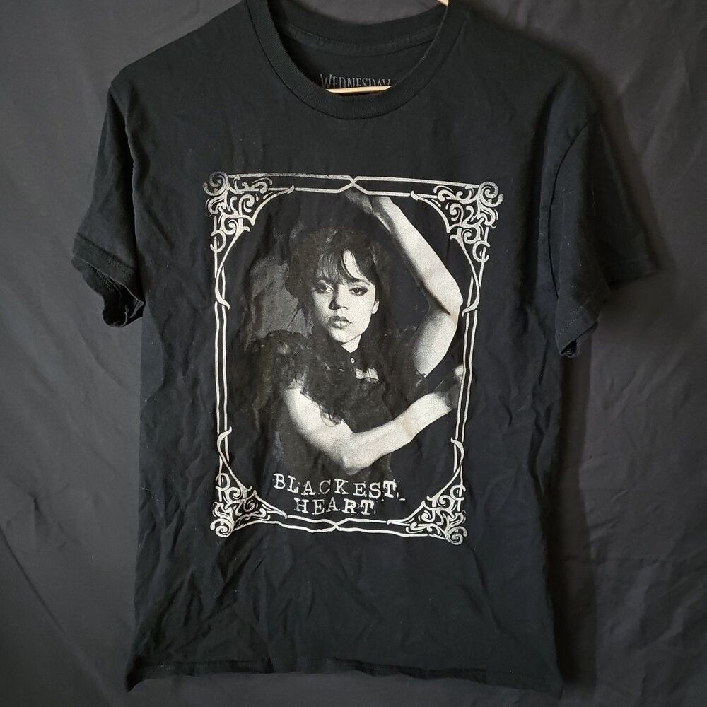Blackest Heart Wednesday Adams Black Shirt Medium